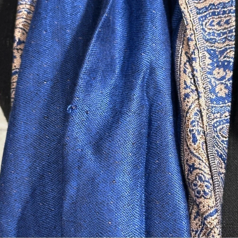 Elegant Shawl in Framed Navy Blue - Versatile Wrap, Poncho, or Cape Soft Rayon